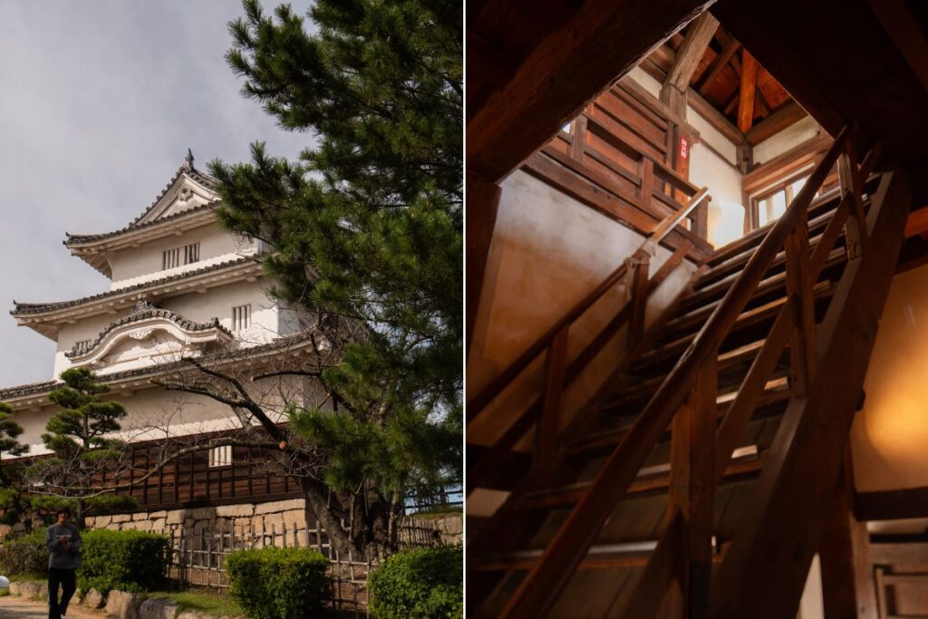 Exploring Marugame Castle during a day trip from Kotohira