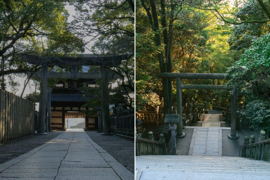 Main gate and steps to reach to main shrine of Kotohira. ©Manon Mathieu