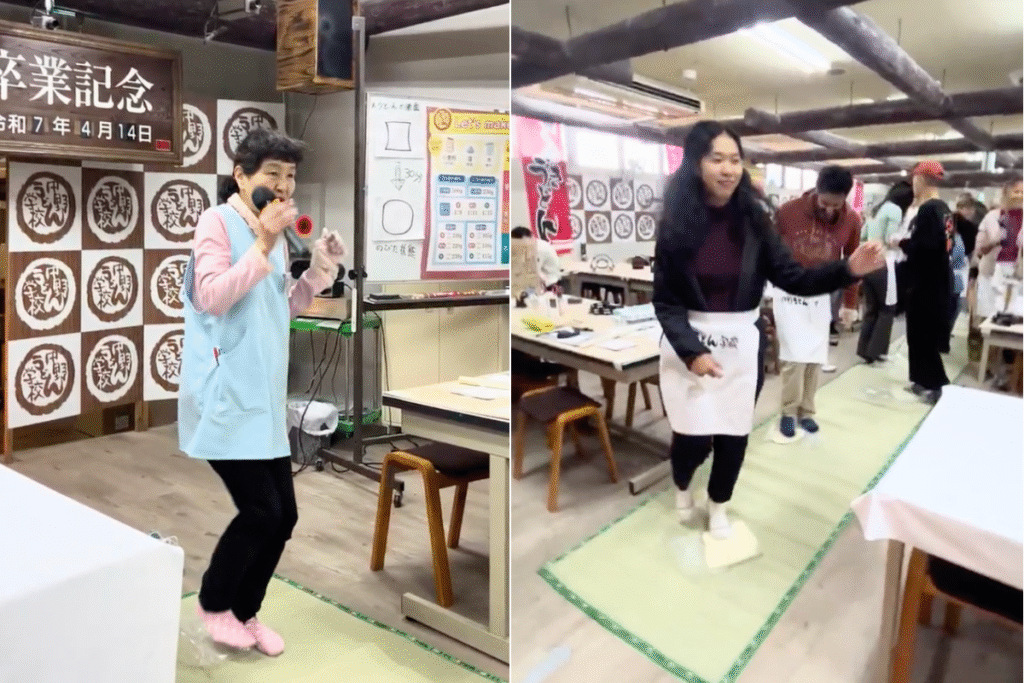 Dancing part of the cooking class