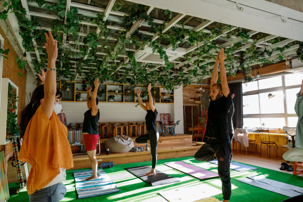 Yoga morning in Kotori. Build a perfect routine for digital nomad in Kotohira 